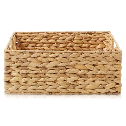 Set of 2 Water Hyacinth Pantry Baskets, 12-1/2" x 17" x 8", with Chalkboard Labels and Chalk Marker - Natural, Woven Storage Bin Organizers for Kitchen Shelves - view 4