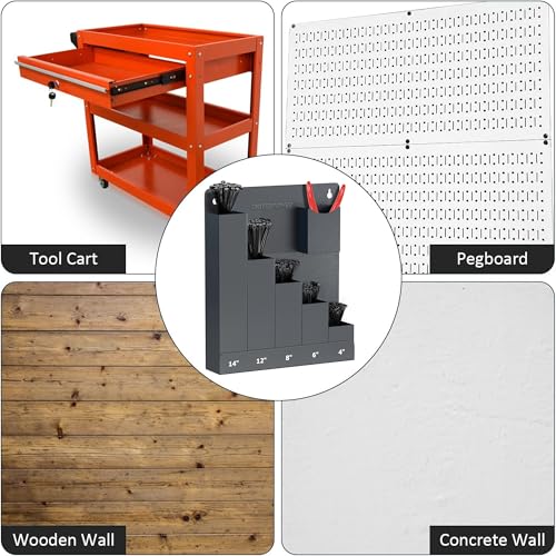 Cable Tie Holder, Wall Mount Storage Rack Organizer for Workshop, Shed, Garage, Home, Fit Various Lengths Zip Tie - view 7