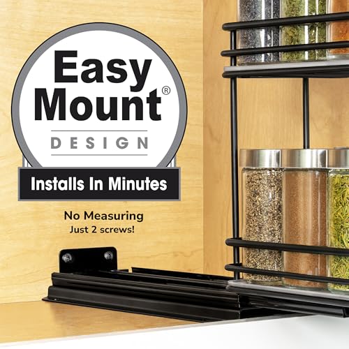 Pull Out Spice Organization for Cabinets - 4-3/8 inch Wide – Spice Rack for Inside Cabinets, Slide Out Spice Rack Organizer for cabinet – Pull Out Spice Rack, Sliding 2 Tier Black - view 4