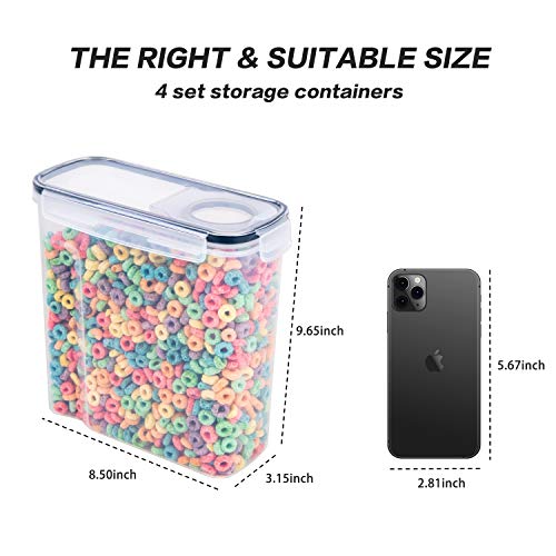 Cereal Containers Storage Set - 4 Piece Airtight Large Food Storage Containers(135.2oz), BPA Free Dispenser Plastic Cereal Storage Containers - view 5