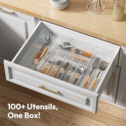 Acrylic Utensil Silverware Tray for Drawer, Clear Cutlery Organizer - view 6