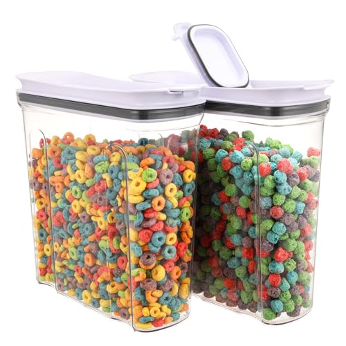 Cereal Containers Storage Set, Airtight Food Storage Container with Lid 4L/135.2oz, 2PCS BPA-FREE Plastic Pantry Organization Canisters for Rice Cereal Flour Sugar Dry Food in Kitchen
