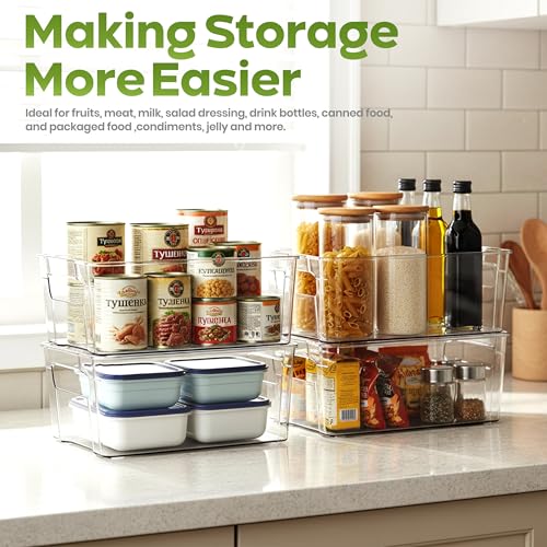 Plastic Stackable Storage Bins for Fridge, 8 Pack, Clear - view 4