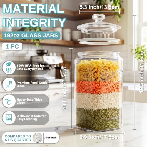 1.5 Gallon Glass Cookie Jar with Airtight Lid, Large Glass Jar - view 3