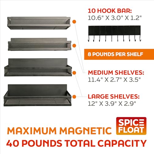 Spice Float Magnetic Spice Racks, Set of 4, Black - view 2