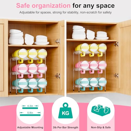 Reusable Stackable with Handle Compartment Water Bottle Tumbler Organizer for Stanley 40oz with Handle Cup, Stanley Accessories for Pantry, Cabinet & Kitchen Organization and Storage,3 Tier Hold 9 - view 4