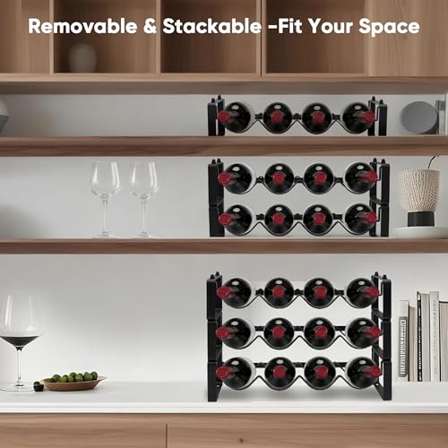 Premium Wine Rack for Countertop – Stackable Freestanding Wine Bottle Organizer for Kitchen, Pantry, Bar Cabinet & Small Spaces – Compact Metal Shelf & Modular Storage Stand (1-Tier) - view 6