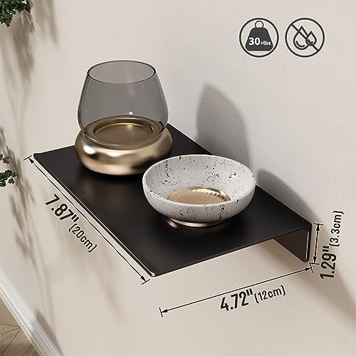 8 inch Small Floating Shelf for Wall Organizer & Storage, Mini Display Shelf, Metal Wall Shelf for Bathroom, Living Room, Kitchen, Bedroom(Matte Black) - view 3