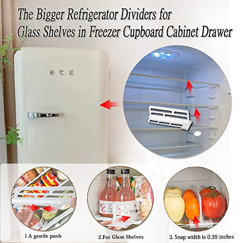 16Pcs Fridge Divider set, 8 Bigger Refrigerator Dividers for Glass Shelves in Freezer Cupboard Cabinet Drawer, with 8 Smaller Adjustable Fridge Dividers for Fridge Door Organizer Grid Separator. - view 3