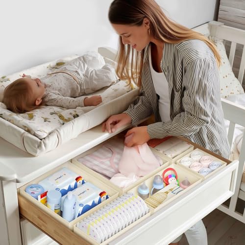 Drawer Organizer Clothes 15 Pack - Foldable Baby Organizers and Storage & Closet Organizers for Bedroom, Closet - Nursery Organization Dresser Dividers for underwear, Sock,Bra, Belt, Tie, Beige - view 3