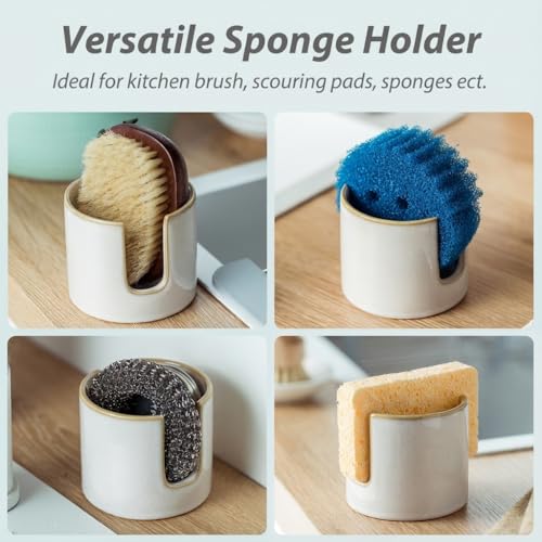 Sponge Holder for Kitchen Sink, Ceramic Dish Sponge Drying Caddy - view 4