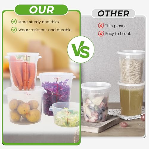 4 Pack 2 Qt Round Food Storage Containers with Lids, Translucent PP - view 3