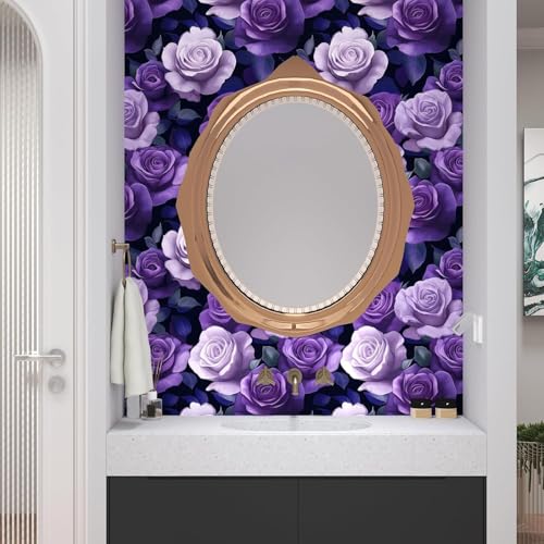 Black Dark Pruple Rose Floral Peel and Stick Wallpaper 17.5" x 118" - view 3