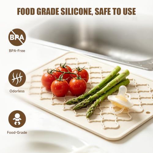 2 Pack Silicone Dish Drying Mat for Kitchen Counter Shower Caddy Rack Meal Prep Refrigerator Liners Essentials Dining Place Mats Sink Storage Vanity Trays Dryer Drainers Items Women Gifts - view 5