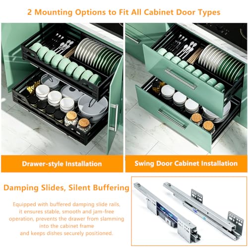2-Tier Pull Out Cabinet Organizer Drawer Organizer Nano Black - view 3