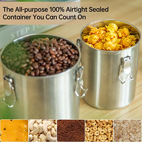 Bundle - 2 Items Compact Stainless Steel 100% Airtight Metal Canisters Sets for Small Kitchens - view 2