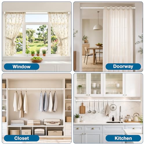 Spring Tension Curtain Rod for Window,White 31-76"Shower Rod - view 6