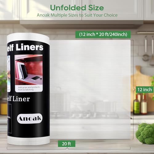 Shelf Liner Cabinet Liner, Non Adhesive Drawer Liner, Washable 12 Inch x 20 FT x 2Rolls Waterproof Durable Non-Slip Shelf Liner for Kitchen, Drawer, Refrigerator Stripe Clear - view 7
