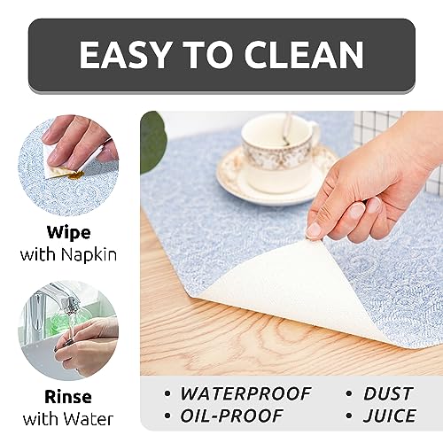 12X120 Inch Shelf Liner with Scissor & Tape Measure for Kitchen Cabinets, PVC Drawer Liner for Dresser Non-Slip Bathroom, Non-Adhesive Cabinet Liner Washable (Pale Blue) - view 4