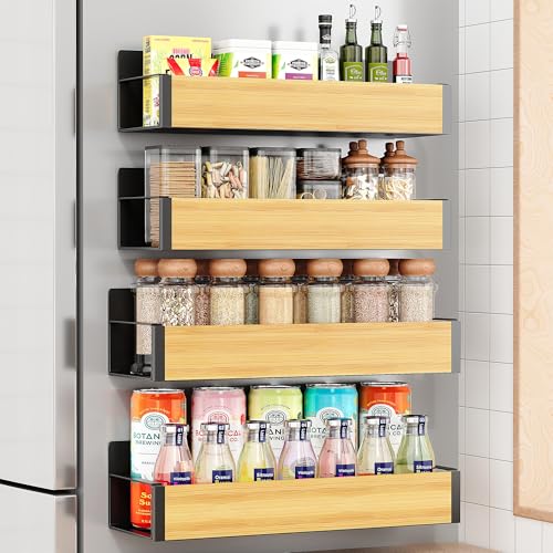 4 Pack Moveable Fridge Magnetic Spice Racks,Metal Black - view 6