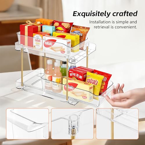 LAREKUN4pack 2-Tier Organizer & Storage Unit Stackable Bathroom Cabinet Organizer Pull-Out Kitchen Pantry Organizer & Storage System Suitable for Countertops, Pantries, Kitchens, Bathrooms - view 6