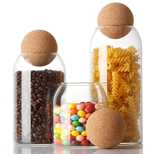 Glass Jar Set with Cork Lid 500ML 800ML 1200ML for Food Storage ﻿