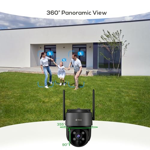 Black Solar Security Cameras Wireless Outdoor System, 5G/2.4G WiFi, 8pcs 2K Ultra Pan/Tilt Home Solar Security Camera with Human Detection, Spotlight, 10CH WiFi-6 NVR, 60 Days Local Storage - view 3