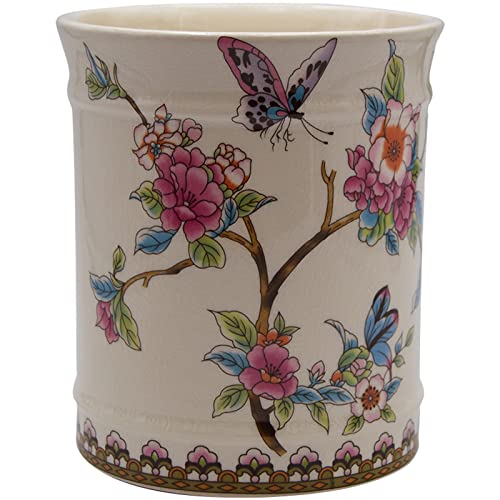 Utensil Crocks Extra Large Kitchen Utensil Holder for Countertop Ceramic Cooking Utensils Butterfly Ice Crack