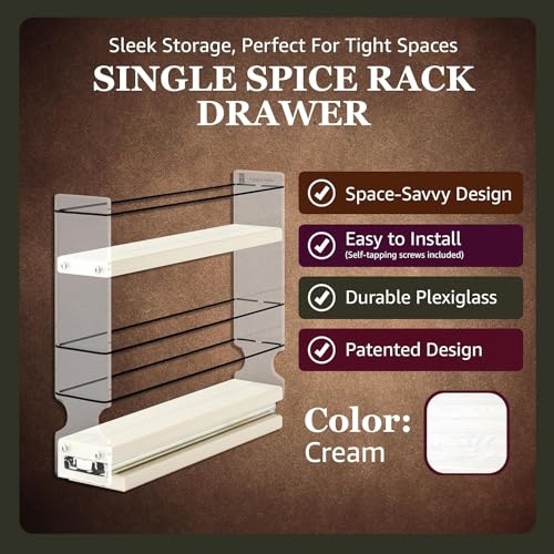 Narrow Spice Rack -Sliding Spice Jars Organizer - Pantry Organizers & Storage - Slide Out Drawers for Kitchen Cabinets -Seasoning Caddy (2.3" W x .9.25" H x 10.6"D, Partially Assembled) - view 3