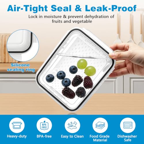 4 Pack Heavy-Duty Fruit Storage Containers for Fridge, Produce Fresh Keeper - view 7