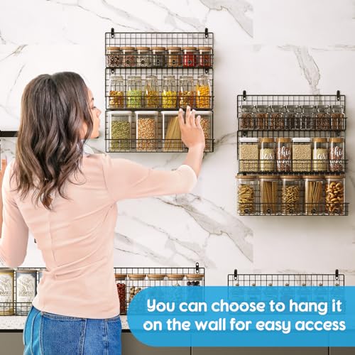 9-Tier Spice Rack Organizer with Door Hook, Wall Mount, and Extra Large Capacity for Pantry Door – Stylish Black Design for Effortless Organization, Ultimate Kitchen Storage Solution - view 4