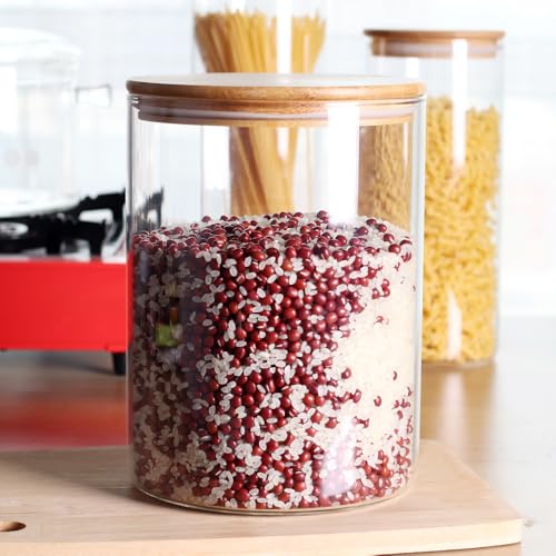 Set of 2 Large Glass Food Storage jar, 100 FL OZ (3000ml) Glass Flour Canister with Airtight Bamboo Lids for Kitchen Corner, BPA-Free Flour Container for Sugar, Ground Coffee, Rice and Dry Food - view 5