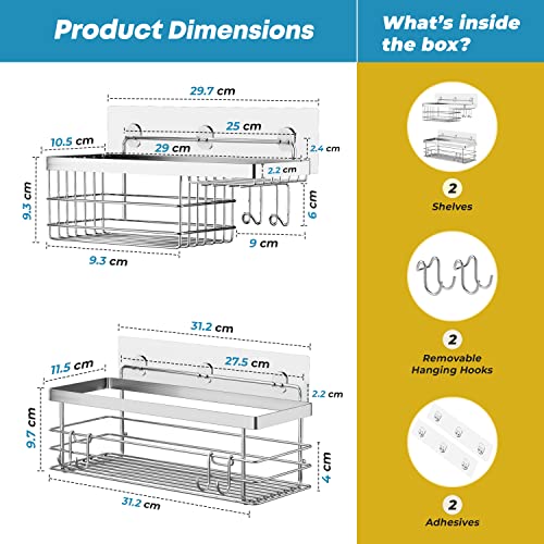 Shower Caddy and Soap Dish Holder with Hooks, Rust Resistant, 2 Pack - view 2