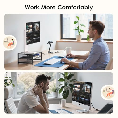 2-Tier Computer Monitor Stand Riser, Printer & Laptop Stand, Office Desk Accessories, Workspace Desk Organizer for Home Office Supplies, Black - view 6