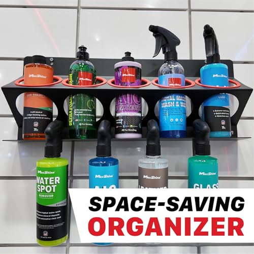 Universal Spray Bottle Holder – Holds 4 IK Trigger Sprayers and 34oz Bottles with 3 Hanging Slots – Heavy-Duty Wall-Mounted Organizer for Garage, Shop & Mobile Detailing (Logo) - view 3