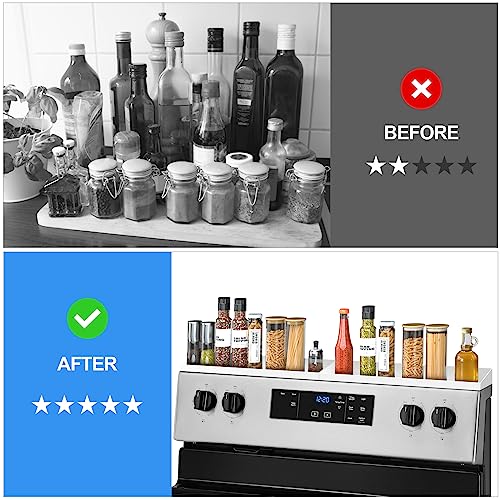 30" Magnetic Stove Top Shelf Spice Rack,2 Pack 15" kitchen Seasoning Organizers Storage Gadgets Spice Rack Over The Stove Shelf Metal (White-2 Pack 15") - view 4