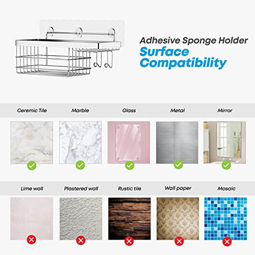 Shower Caddy and Soap Dish Holder with Hooks, Rust Resistant, 2 Pack - view 7