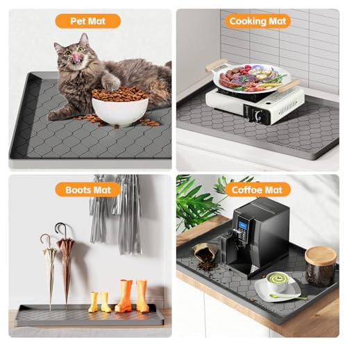 Waterproof Under Sink Mat 34" x 22", Silicone Mat, Dark Gray - view 5