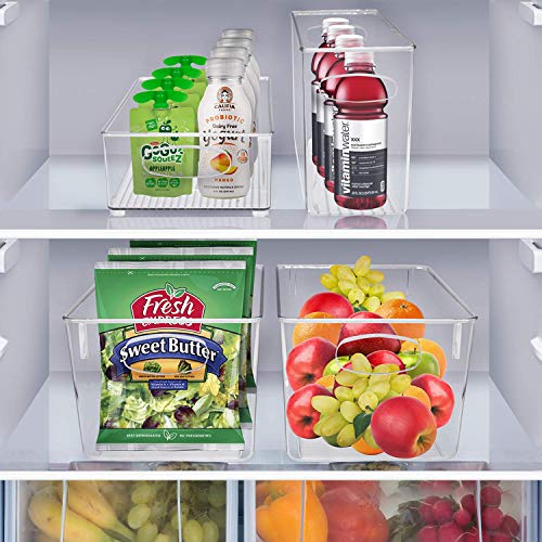 Plastic Storage Bins Stackable Clear Pantry Organizer Box Bin for Organizing Kitchen Fridge, Food, Snack Pantry, Fruit, Vegetables, Bathroom, Wide & Narrow Deep Container Set - view 5