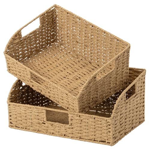 Pantry Basket for Organizing, Wicker Basket for Storage, 2Pack