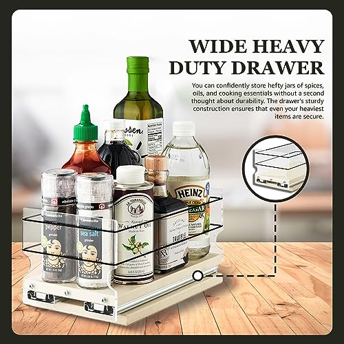 Heavy Duty Kitchen Spice Rack Storage - Pull Out Drawers For Kitchen Cabinets - Sliding Pantry Organizers - Seasoning Cabinet Pull Out Shelves - Made in USA - 5.75"W x 5.0"H x 10.6"D - view 6