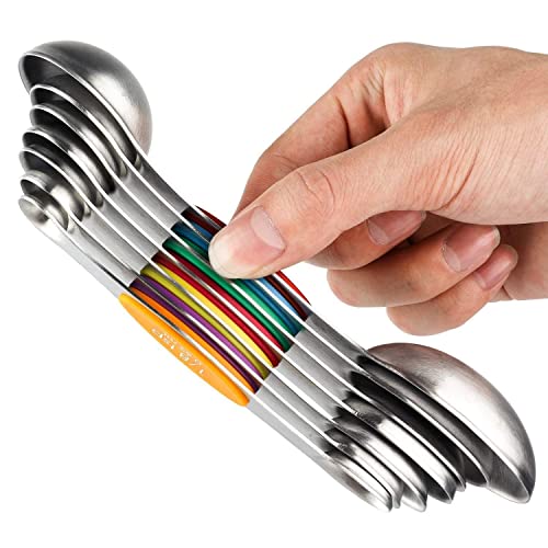 Magnetic Measuring Spoons Set of 7 Stainless Steel Dual Sided Tablespoon - view 8