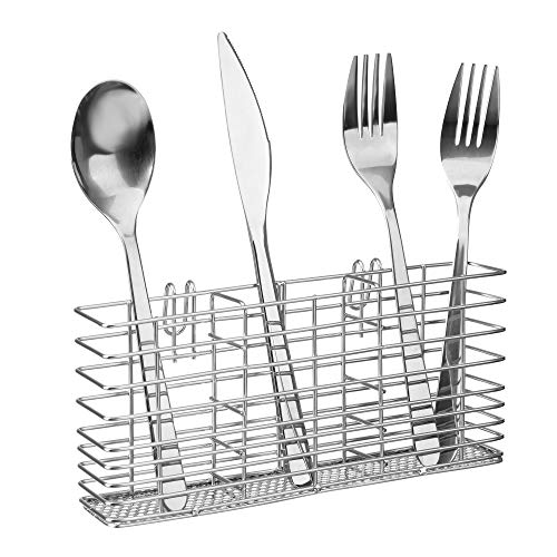 Cutlery Utensil Silverware Drying Rack Chopsticks Basket Holder with Hooks, Flatware Storage for Kitchen Dish Drainer Drying Rack, Rust Proof Stainless Steel