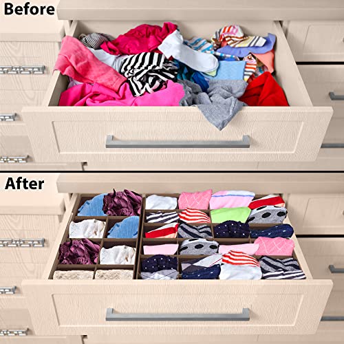 4-Pack Drawer Organizer Set for Underwear/Socks/Bra, Brown - view 3