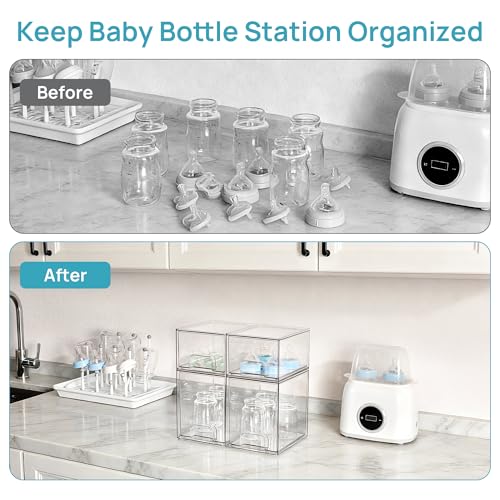 Clear Stackable Storage Drawers Set of 8, Plastic Organizer Bins - view 4