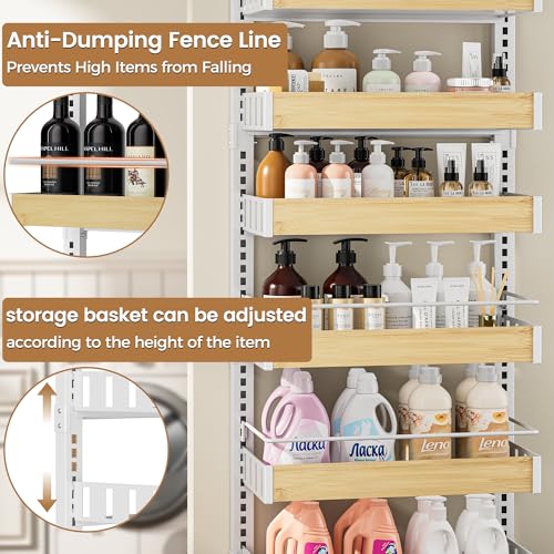 8 Tier Over The Door Pantry Organizer, 2 IN 1 Wall Mount or Hanging Spice Rack Seasoning Shelves with Adjustable Basket, Back of Door Organizer and Storage for Kitchen Cabinet and Room Closet - view 5