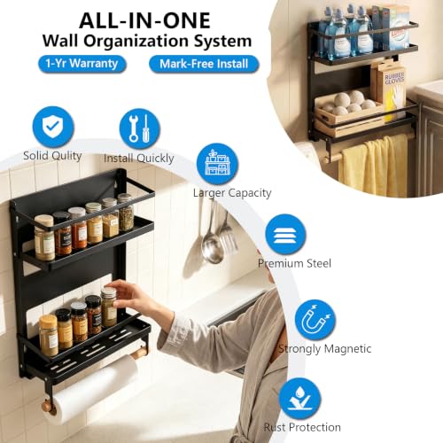 2‑Tier Magnetic Shelves, Heavy‑Duty Metal Wall-Mounted Organizer - view 2