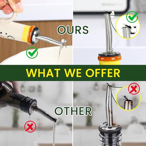 18 oz Ceramic Olive Oil Dispenser Bottle for Kitchen, Large Capacity Oli and Vinegar Cruet with Stainless Steel Spout, 540 ml Oil Container with Handle for Cooking Preventing, Vinegar Cruet - view 5