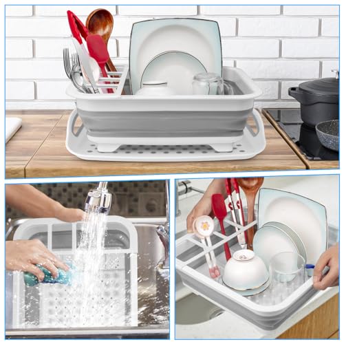 Collapsible Dish Drying Rack Portable Dish Drainers for Kitchen Counter with Drainboard, Kitchen Sink Organizer Basket RV Accessories Camper Storage and Organization Dish Rack Over Sink Drying Rack - view 5