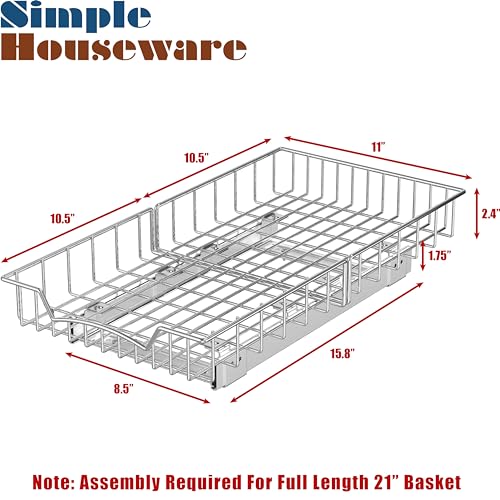 Under Cabinet Pull Out Sliding Shelf, 21" Dx11 W, Chrome - view 2